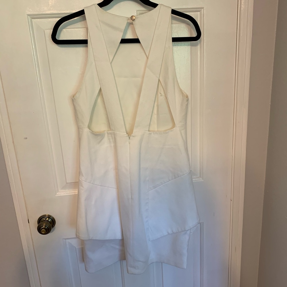 White high neck structured mini dress